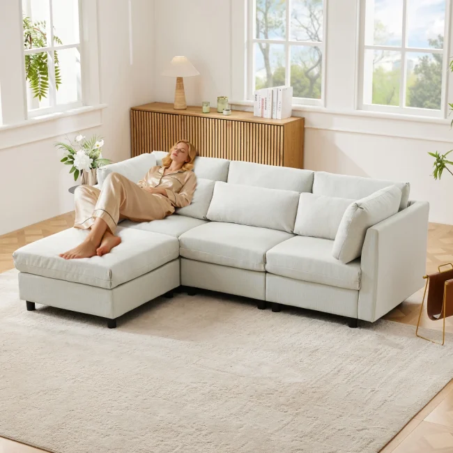 StayPlay Runaway Hoekbank 3-zits – Beige met armleuningen