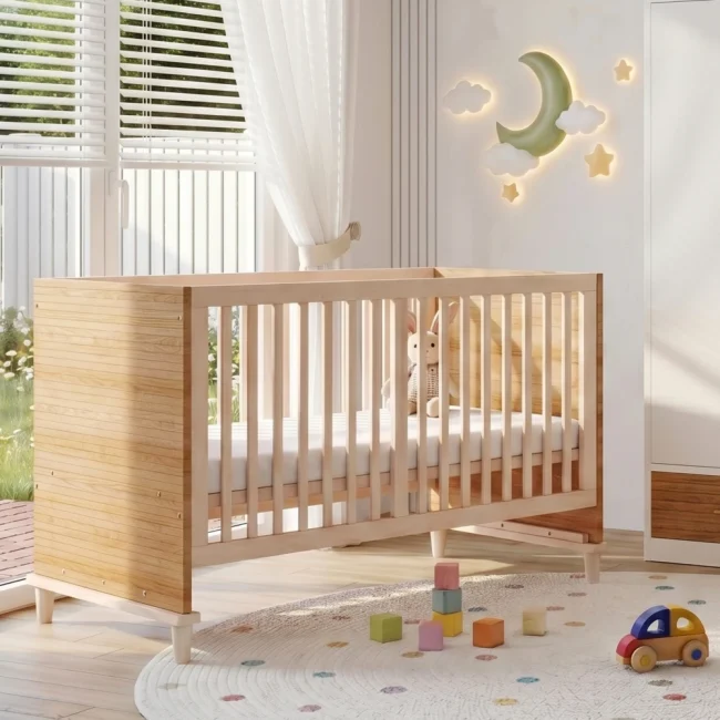 StayPlay Runaway Kinderbed 70×140×87cm – Massief Hout met verstelbare hoogte, babybedje