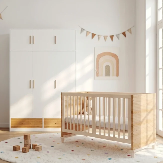 StayPlay Runaway Babybedje 120×50×180cm – Hout met LED-verlichting en opbergruimte – Serie 1