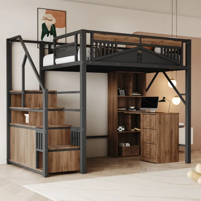 StayPlay Runaway Kinderbed 140x200cm – Metalen met opbergruimte en veilige trap