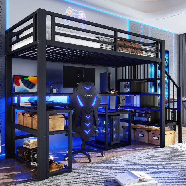 StayPlay Runaway Matras 90/140x200cm – IJzer met LED-verlichting, USB-oplaadpoort en opbergruimte