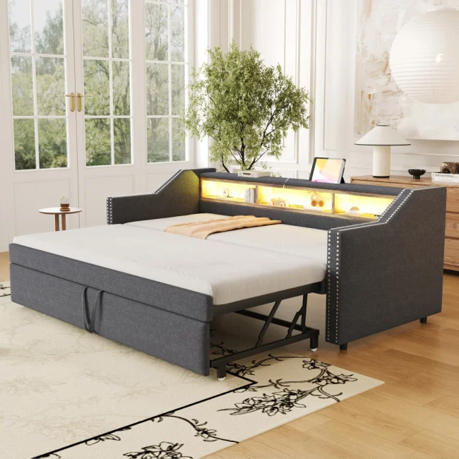 StayPlay Runaway Slaapbank 90/180x190cm – Grijs met opbergruimte
