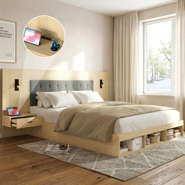 StayPlay Runaway Tweepersoonsbed met USB-oplaadpoort en ingebouwd nachtkastje
