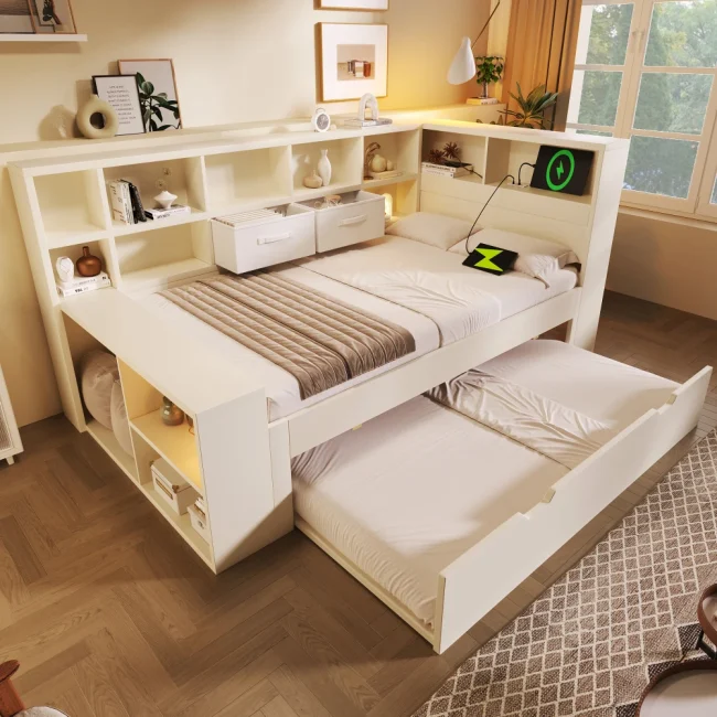 StayPlay Runaway Eenpersoonsbed – Hout met USB-oplaadpoort en opbergruimte