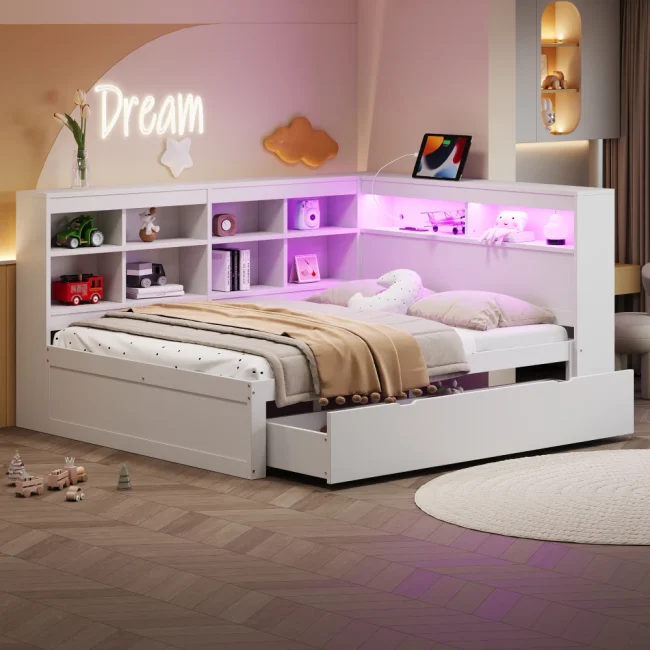 StayPlay Runaway Slaapbank – Hout Wit met opbergruimte