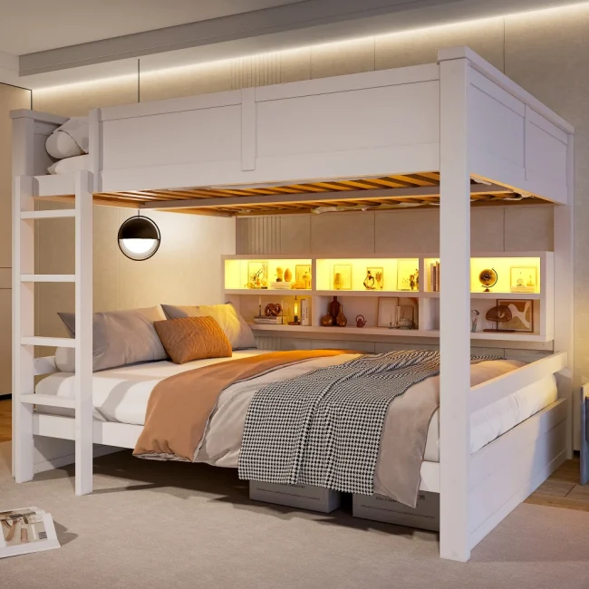 StayPlay Runaway Kinderstapelbed 160x200cm met LED-verlichting en opbergruimte