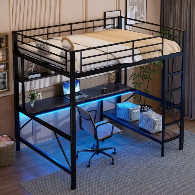 StayPlay Runaway Matras – Metalen met LED-verlichting, ingebouwd bureau en ingebouwde stopcontacten