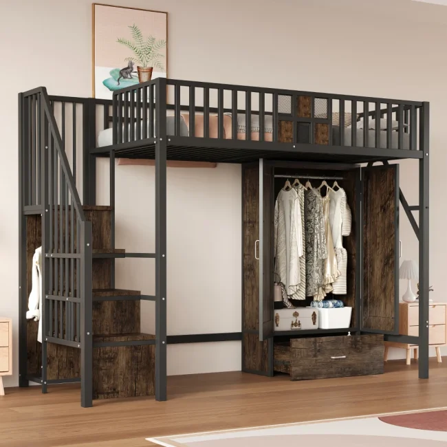StayPlay Runaway Kinderbed 90×200cm – Metalen met kledingkast