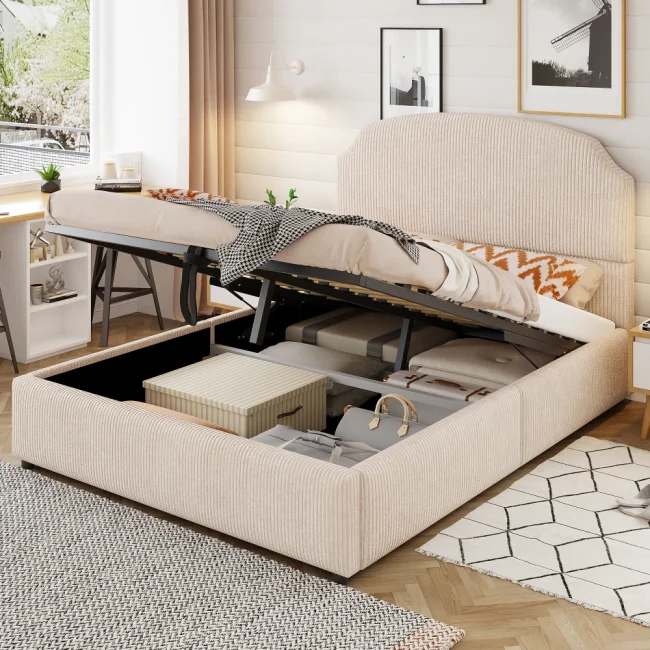 StayPlay Runaway Tweepersoonsbed met hydraulisch opbergsysteem en opbergruimte