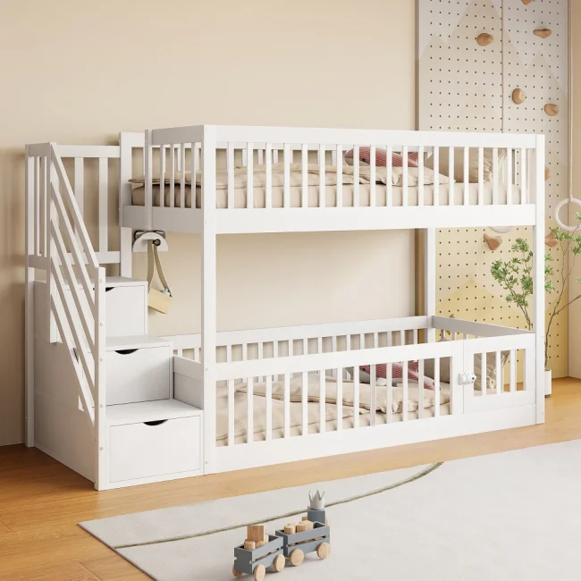 StayPlay Runaway Kinderstapelbed – Hout met opbergruimte en veilige trap