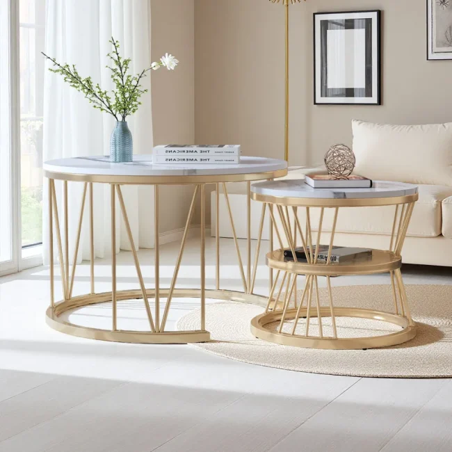 StayPlay Runaway Ronde Salontafel – Marmerlook – Serie 3
