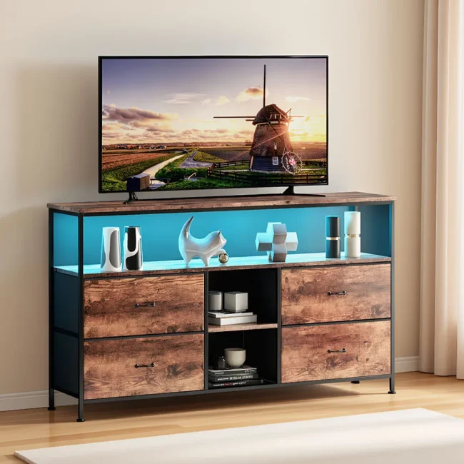 StayPlay Runaway TV-kast – Metaal met 4 laden en LED-verlichting