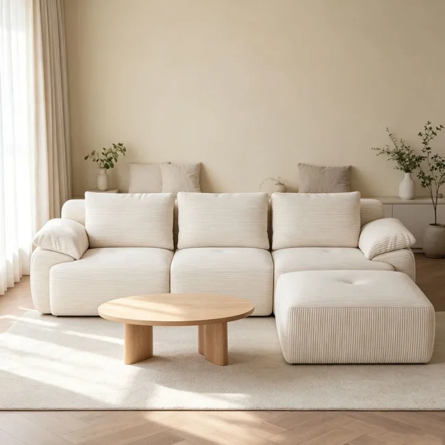 StayPlay Runaway Modulaire Bank – Corduroy Wit met modulair ontwerp – Serie 1