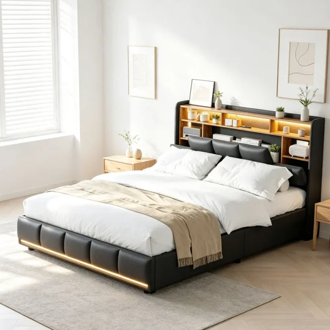 StayPlay Runaway Bed 140x200cm – PU-leer Wit