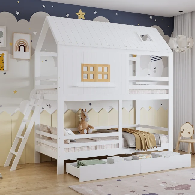 StayPlay Runaway Kinderbed 90x200cm – Massief Hout Wit