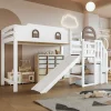 StayPlay Runaway Kinderbed 90x200cm – Grenen Wit met opbergruimte, veilige trap en huisvormig raamdesign