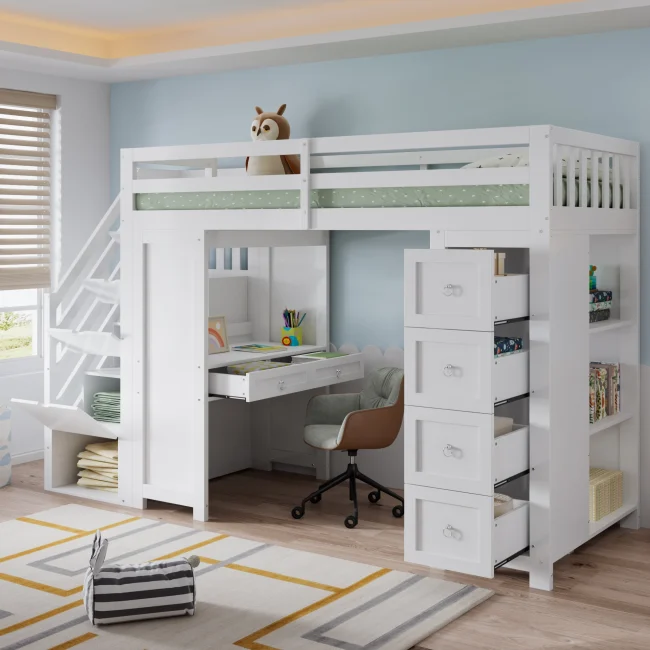 StayPlay Runaway Stapelbed 90x200cm – Grenen Wit – Serie 2