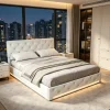 StayPlay Runaway Tweepersoonsbed 140x200cm met LED-verlichting, hydraulisch opbergsysteem en opbergruimte