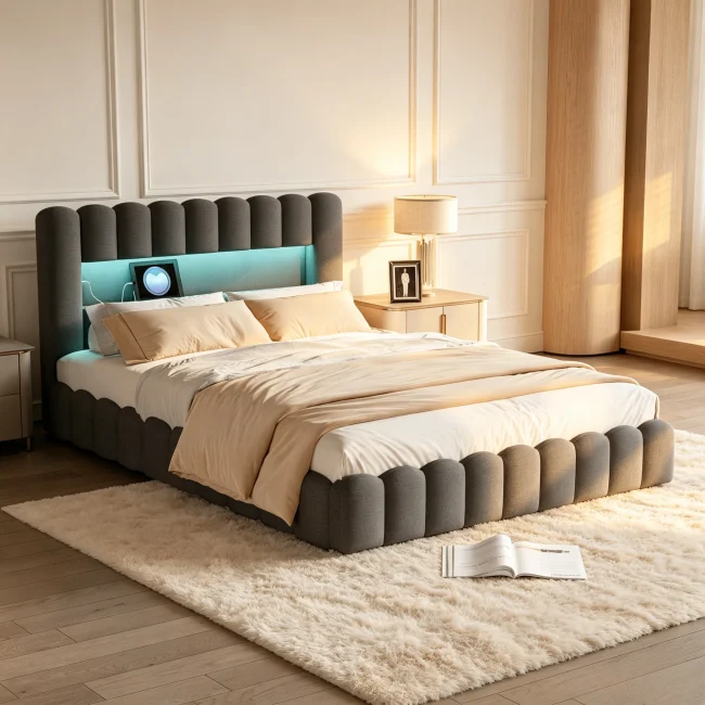 StayPlay Runaway Tweepersoonsbed – Linnen met LED-verlichting, opbergruimte en boomhutdesign