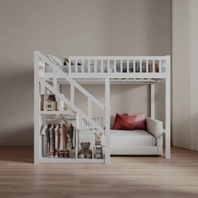 StayPlay Runaway Kinderbed 90/140x200cm – Massief Hout met veilige trap