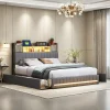 StayPlay Runaway Tweepersoonsbed 140/160x200cm – Grijs met LED-verlichting, USB-oplaadpoort en opbergruimte
