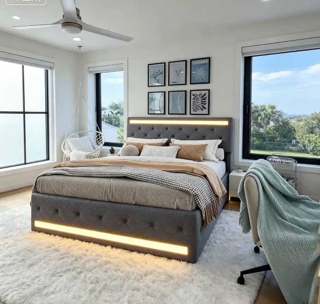 StayPlay Runaway Tweepersoonsbed 180x200cm – Metaal met USB-oplaadpoort, opbergruimte en lattenbodem