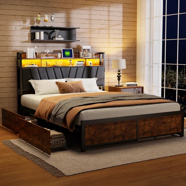 StayPlay Runaway Tweepersoonsbed 140x200cm – Zwart met lattenbodem