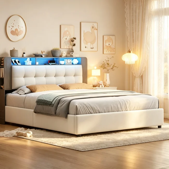 StayPlay Runaway Tweepersoonsbed 140/160x200cm – Fluweel met hydraulisch opbergsysteem, opbergruimte en lattenbodem