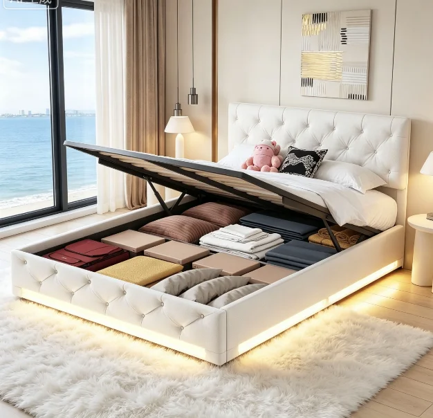 StayPlay Runaway Tweepersoonsbed 140x200cm met hydraulisch opbergsysteem en lattenbodem