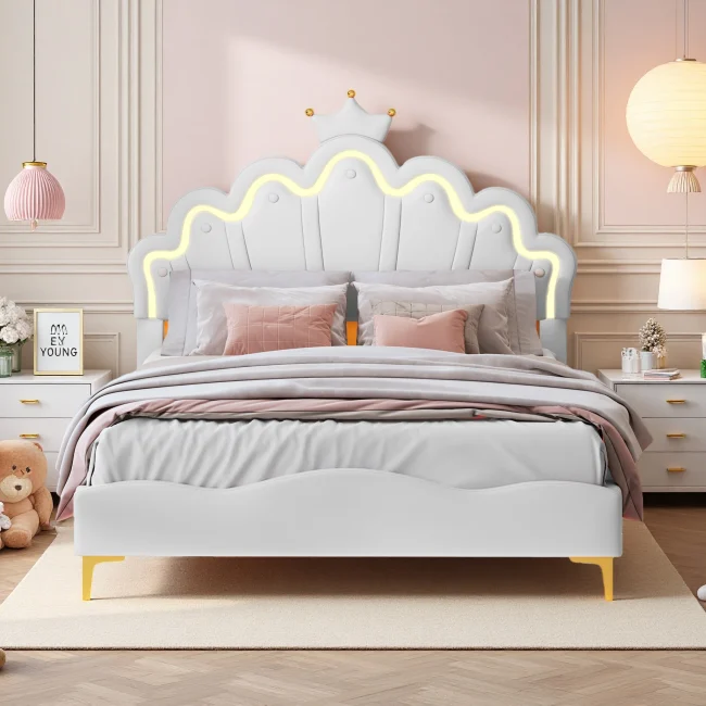 StayPlay Runaway Kinderbed 140x200cm – PU-leer met lattenbodem