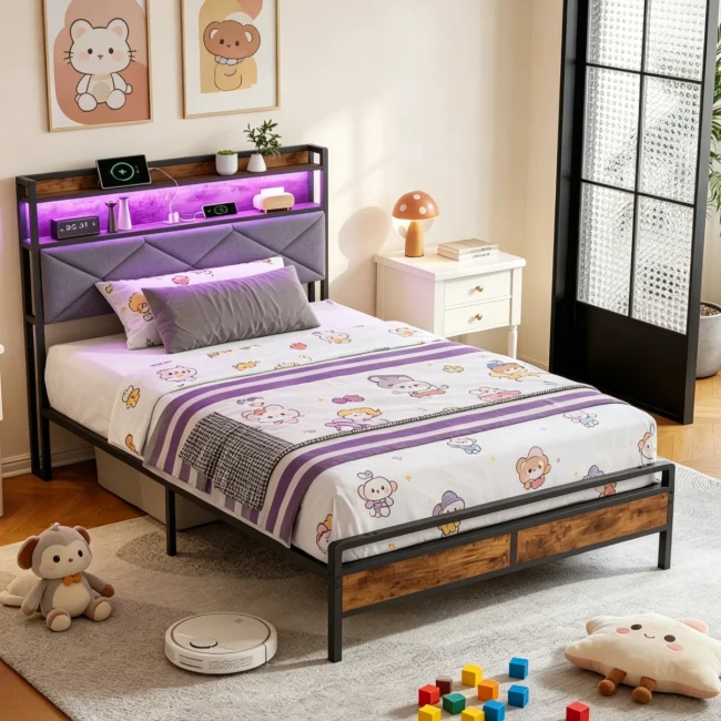 StayPlay Runaway Kinderbed 90/140x200cm – Metalen met USB-oplaadpoort en opbergruimte