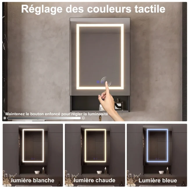 StayPlay Runaway Spiegelkast – Wit met 3 deuren, LED-verlichting en verstelbare planken
