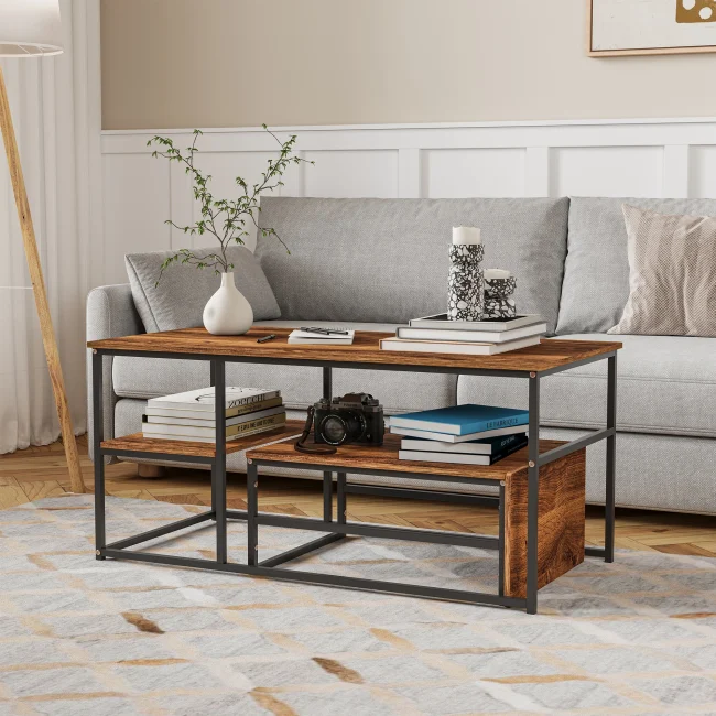 StayPlay Runaway Vierkante Salontafel 105x52x48,5cm met opbergruimte en antislip mat