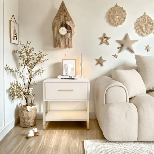 StayPlay Runaway Nachtkastje – Metaal Beige met LED-verlichting
