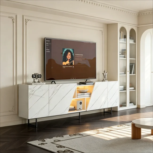 StayPlay Runaway TV-meubel 220x34,5x67,7cm – Metaal met LED-verlichting