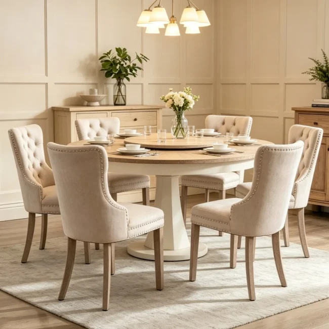 StayPlay Runaway Eetkamerstoel – Fluweel Beige – Serie 2