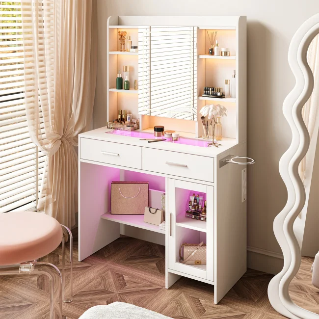 StayPlay Runaway Kaptafel – Glas met LED-verlichting en gehard glas