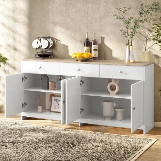 StayPlay Runaway Buffetkast 160x37x75cm met 3 laden, 4 deuren en verstelbare planken – Serie 1