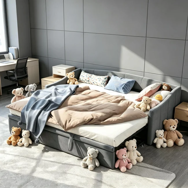StayPlay Runaway Slaapbank 90/190x200cm – Fluweel met lattenbodem