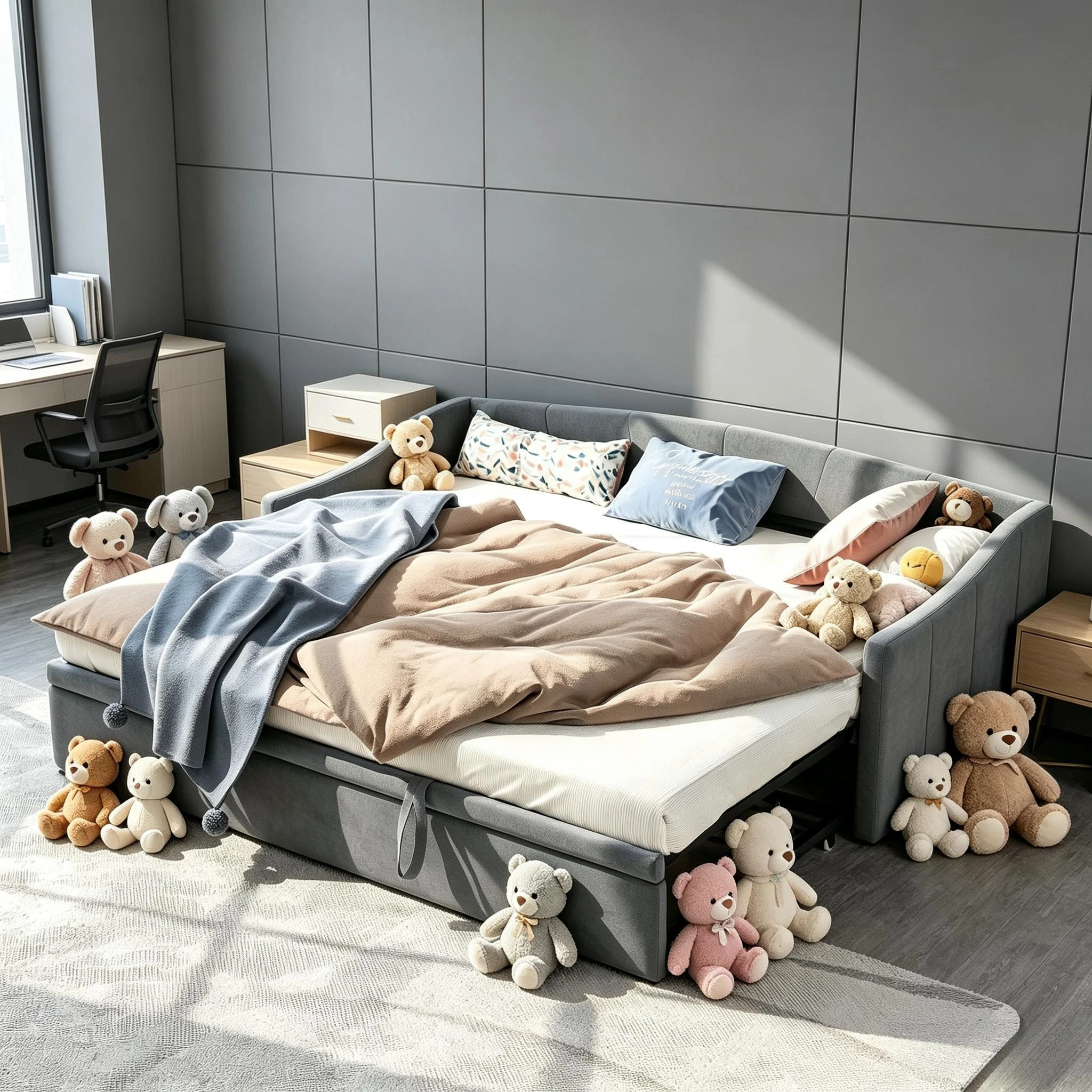 StayPlay Runaway Slaapbank 90/190x200cm – Fluweel met lattenbodem