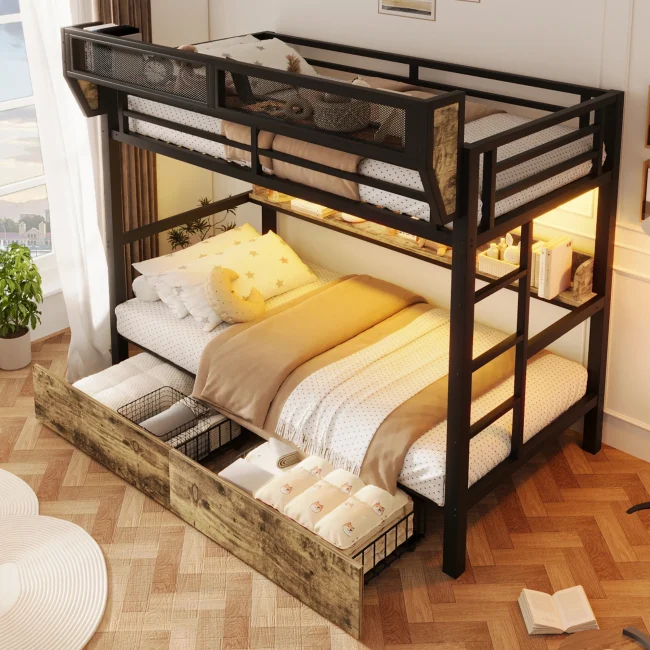 StayPlay Runaway Stapelbed 90x200cm – IJzer met LED-verlichting