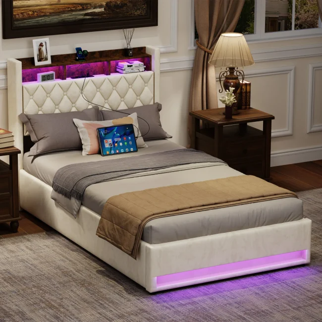StayPlay Runaway Gestoffeerd Bed – Fluweel