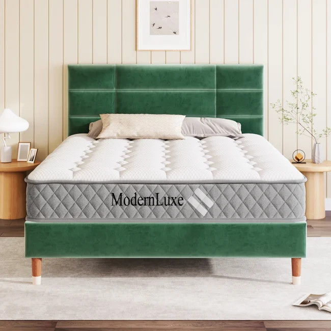 StayPlay Runaway Tweepersoonsbed 140x200cm – Fluweel Donkergroen met lattenbodem