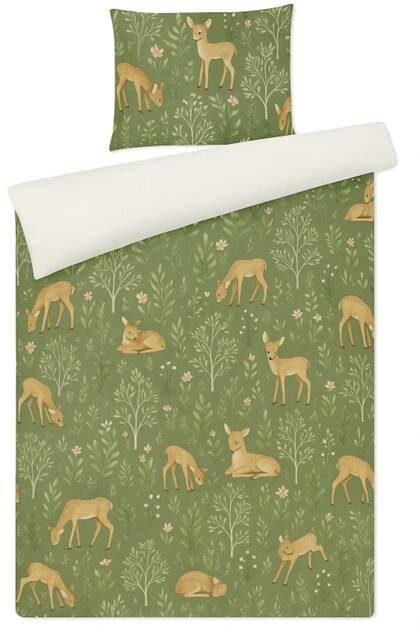 StayPlay Runaway Groen hertjes met leuke boompjes Dekbedovertrek