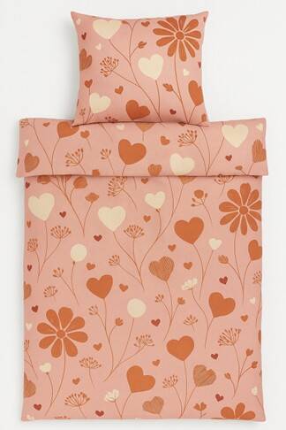 StayPlay Runaway Roze Hartjes en Bloemetjes Dekbedovertrek