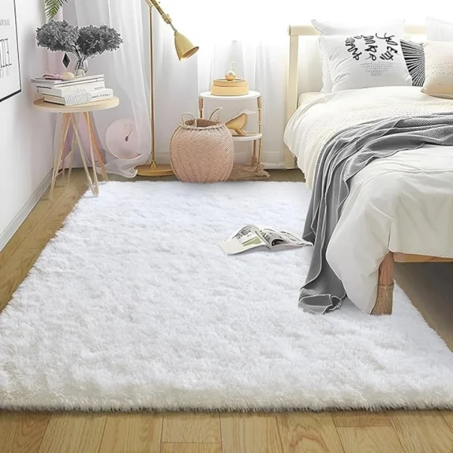 Zachte Witte Pluizige Shaggy Area Rugs Ultra Dikke Pluche Grote Tapijten Voor Woonkamer Slaapkamer Anti-Slip Scandinavische Home Decor Vloermat