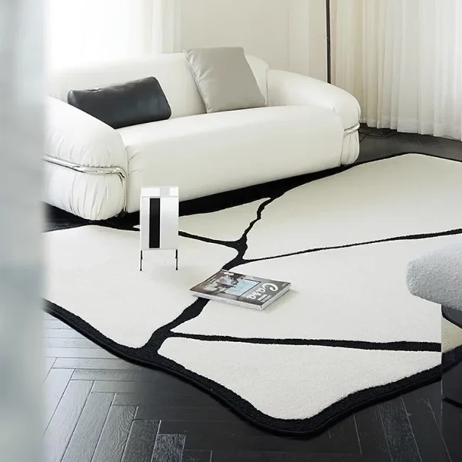 Zwart Wit Onregelmatige Tapijten voor Woonkamer Zachte Pluizige Slaapkamer Tapijten Kinderen Wasbare Big Size Badkamer Anti Slip Vloermatten