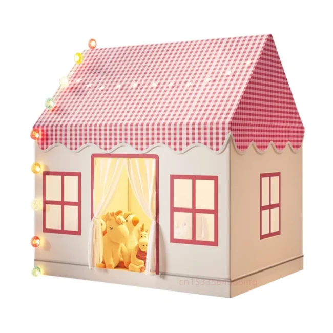 Kinder Opvouwbare Speeltent Klein Huisje Kinderspeelgoed Tent Prinsessenmeisjes Kasteel Speelhuis Babytent Exclusief Lichtbal Kerstcadeau