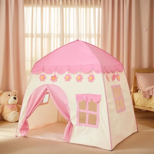[Buitenrecreatie] Kinderspeeltent, blauw speelhuisje met geel sterrenontwerp, sprookjeskasteel voor prinsessenmeisjes, strandtent, vakantiecadeau voor jongens en meisjes, kerstcadeau, accessoires niet inbegrepen