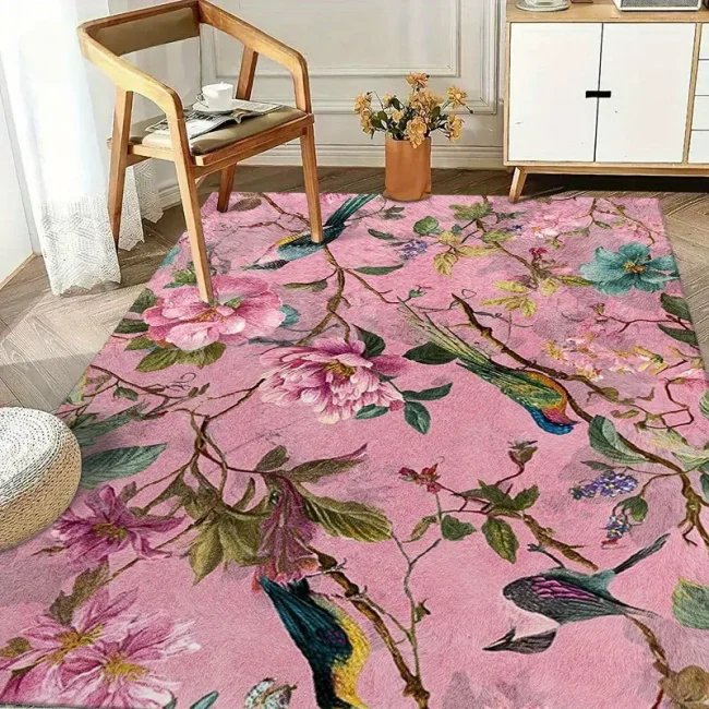 Bloemen- en vogeltapijtdecoratie gemaakt van polyester, geschikt voor woonkamers, slaapkamers en binnengebruik van huistapijten